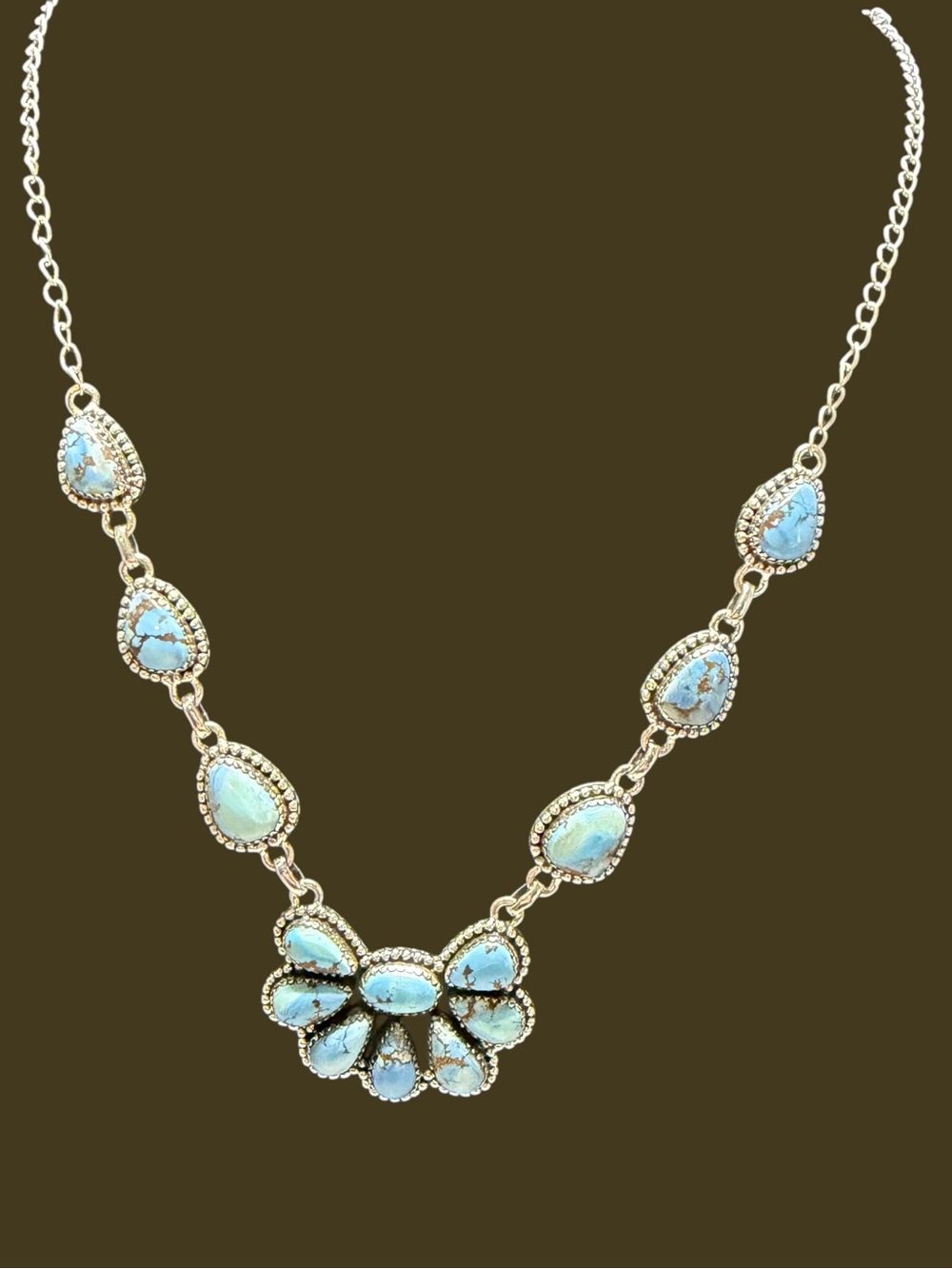 Golden Hills Turquoise Teardrop in Solid Sterling Silver Stunning Necklace - Picture 11 of 14